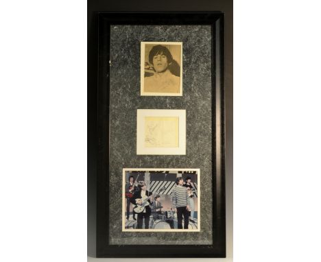 Rock & Roll - The Rolling Stones -  a page bearing signatures with Brian Jones, Bill Wyman, Charlie Watts and Mick Jagger, an