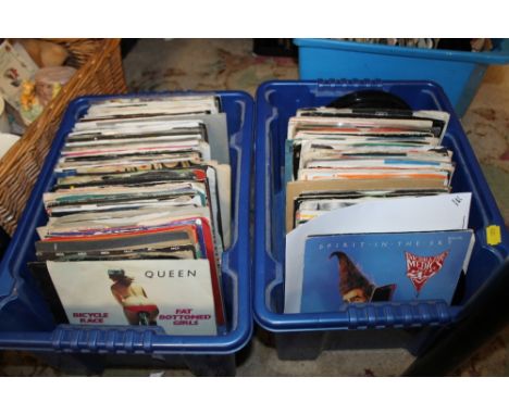 TWO BOXES OF MOSTLY 60'S/70'S SINGLES TO INCLUDE QUEEN, BOB DYLAN, STATUS QUO ETC