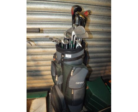 A HIPPO GOLF CADDY BAG PLUS CLUBS TO INCLUDE WILSON, SNEAD ETC