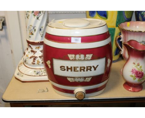 A LARGE CERAMIC SHERRY BARREL
