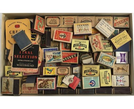 A box of vintage matchboxes and beermats, to include Pageant, Vulcan, Brymay and Centra