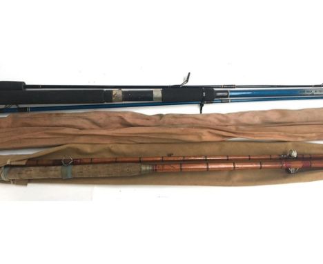 A Silstar ET spinning 300 rod; together with a Shakespeare ultra light spinning rod; a Duttons two piece vintage fibreglass r