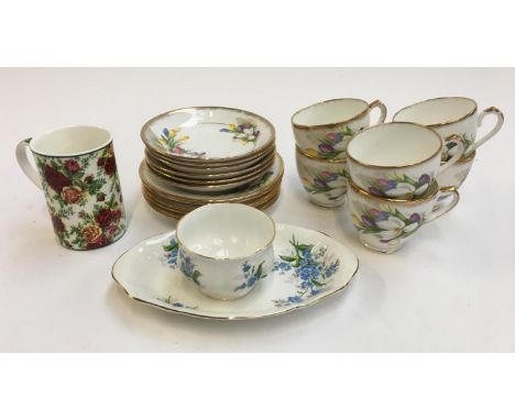 An Imperial Fine Bone China part tea set, six cups, six saucers and six plates, together with a Royal Albert 'Forget-me-not' 