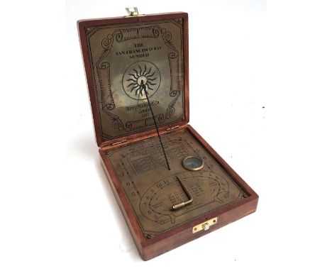 The San Fransisco sundial, Henry Holmes and Co London 1885, with plaque engraved with Robert Frost's  poem 'The Road Not Take