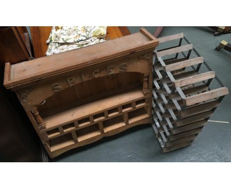 A pine spice rack, 72cmW