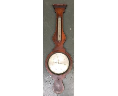 A mahogany barometer/thermometer by Lynch of Dublin, 110cmH 