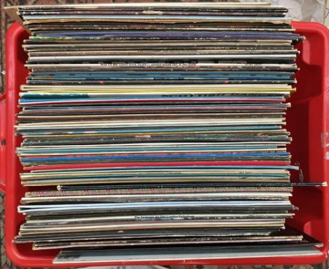 A mixed box of vinyl LPs, mostly folk, to include Cat Stevens, The Furies, Bob Dylan, and others 