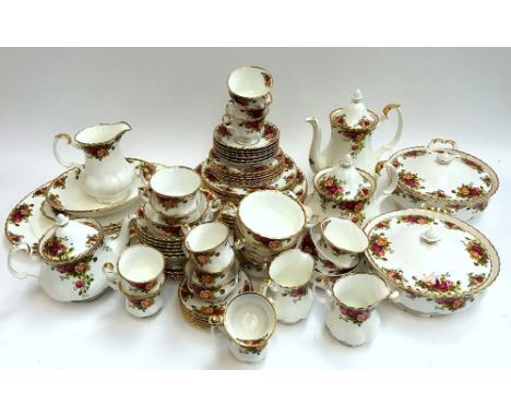 A full tea service of Royal Albert 'Old Country Roses' pattern, approximately 75 pieces 