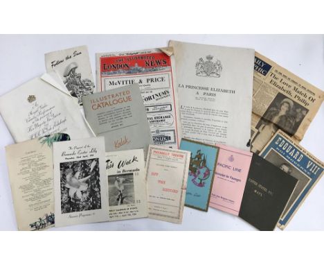 Ephemera, a large quantity of 1940s/1950s promotional leaflets and flyers, including a menu from the R.M.M.V Reina del Pacifi