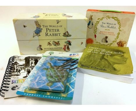 Beatrix Potter, the complete collection 1-23; together with The World of Peter Rabbit, sketch book, watercolour pencils, and 