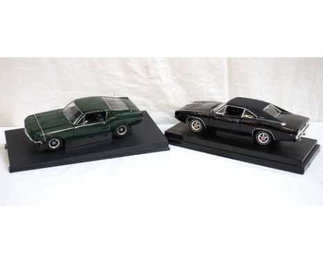 STEVE MCQUEEN DODGE CHARGER MODELfrom the 1968 film Bullit, 1/18 scale die cast metal car, boxed; and another similar (2) 