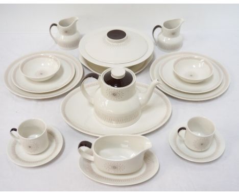 ROYAL DOULTON 'MORNING STAR' TEA AND DINNER SERVICEcomprising eight cups, eight saucers, coffee pot, sugar basin, two milk ju