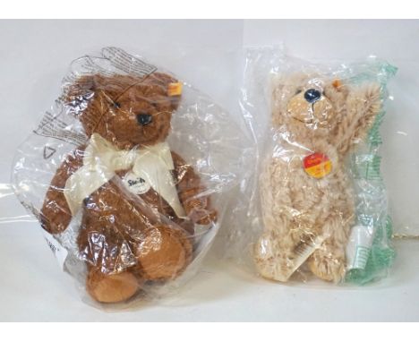 TWO 'STEIFF' TEDDY BEARS'James' and 'Charly', both with labels/tags, in clear sealed bags with boxes