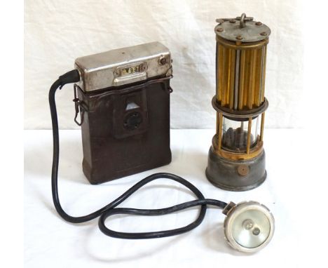 VINTAGE SAFETY LAMPwith brass mounts, marked 'The Premier Lamp & Engineering Co.Ld. Leeds', together with a period 'CEAG Ltd.