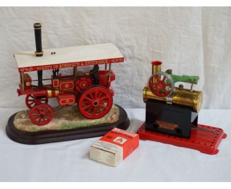 MAMOD FIXED STEAM ENGINEtogether with a box of solid fuel tablets, together with a boxed model of a traction engine by Leonar