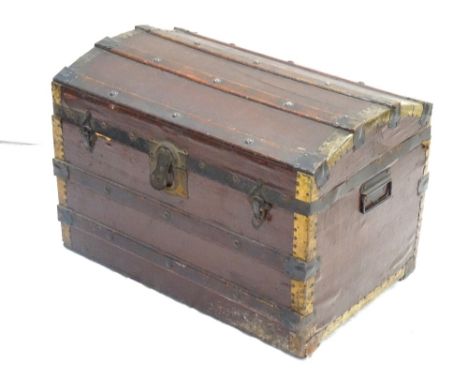 VINTAGE DOMED TRAVEL TRUNKwooden and metal bound, bearing 'London and North Eastern Railway' label to one end, with carrying 