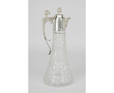 An Elizabeth II Silver Mounted and Hobnail Cut Glass Claret Jug, by Mappin &amp; Webb, Sheffield 2000, the mount with leaf an