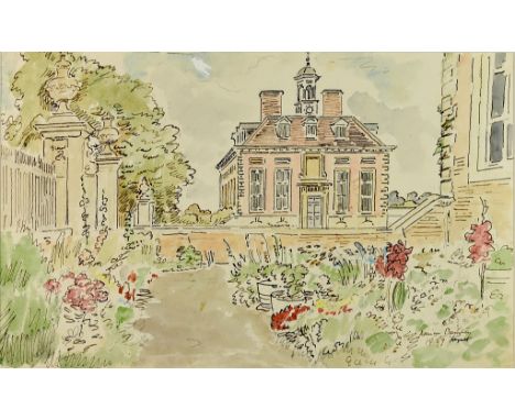 ***Adrian Maurice Daintrey (1902-1988) - Watercolour and ink sketch - Garden and house with bell tower, signed and dated 1959