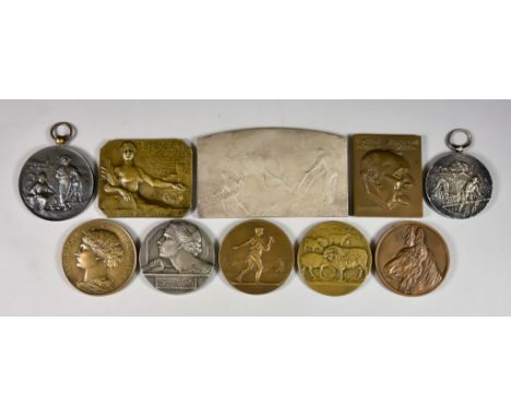 A Collection of Fifty Three Agricultural Medallions, mostly French, in gilt metal, silver, bronze and other metals,some inscr