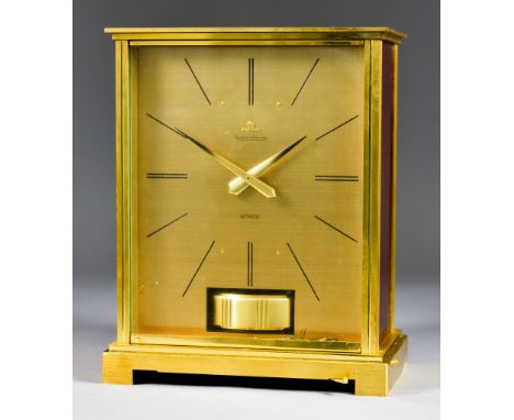 A 20th Century Jaeger-LeCoultre "Atmos Embassy VII" Mantel Time Piece, the 5.5ins diameter dial with numeral batons, to the e