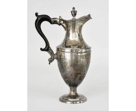 A George III Silver Urn Pattern Ewer, by Tudor &amp; Leader, Sheffield 1780, with bead mounts, urn pattern finial, ebonised s