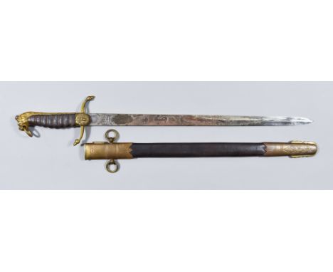 A British Naval Dirk, by Manton &amp; Co. of England, 18ins bright steel blade decorated with crown over anchor and foliate w