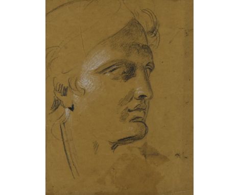Style of Benjamin Robert Haydon (1786-1846) - Black chalk heightened with white - Head portrait of a young man of classical a