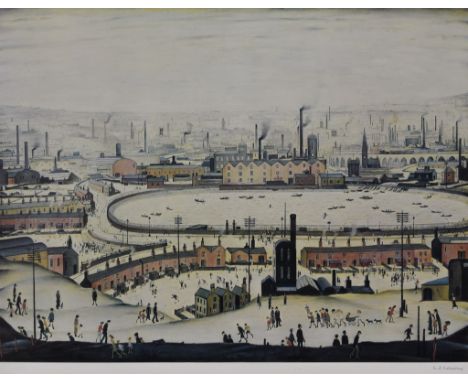 Laurence Stephen Lowry (1886-1976) - Lithograph in colours - 'The Pond', 43ins x 57ins, signed in pencil to lower margin and 