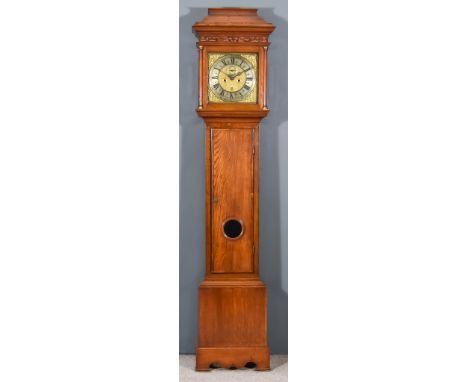 A 19th Century Oak and Mahogany Banded Longcase Clock, by John Ewer of London, the 12ins square brass dial with silvered chap