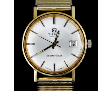 A Gentleman's Automatic Wristwatch, by Tissot, Model Seastar Seven, yellow metal case, 34mm diameter, champagne dial, gold ba