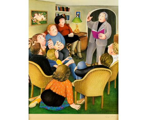 ***Beryl Cook (1926-2008) - Lithograph in colours - "The Poetry Reading", limited edition (850 total), signed in pencil and w