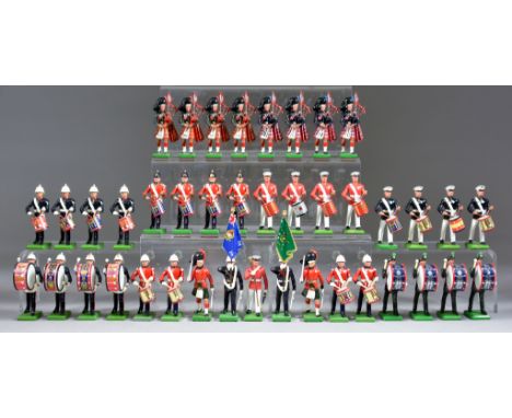 A Small Collection of Modern W Britain  Model Soldiers, of British regiments and primarily band interest, boxed and unboxed