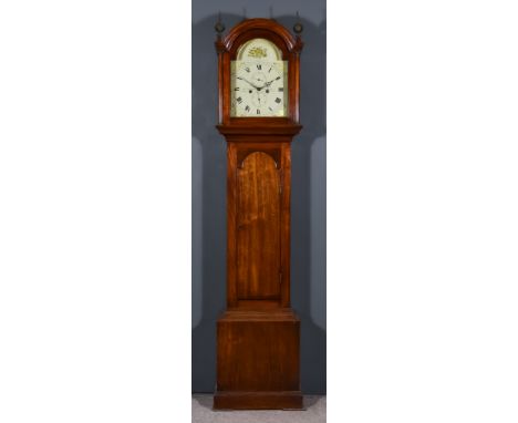 A Late 18th/Early 19th Century Mahogany Longcase Clock, by William Avenell of Farnham, the 12ins arched painted dial with Rom