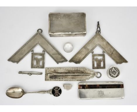 A George VI Small Silver Rectangular Cigarette Box and Mixed Silver Ware, the cigarette box by E J Trevitt &amp; Sons Birming