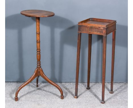 A Mahogany Square Tray Top Urn Stand and a Mahogany Oval Stand Table, Both of Georgian Design, the urn stand fitted with slid