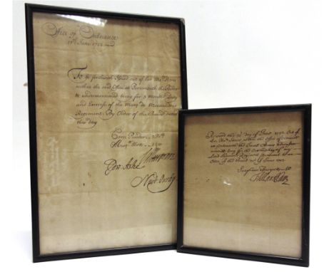 [DOCUMENTS]. MILITARY  A manuscript receipt, dated 30th June 1702, relating to an issue of fifty snaphance muskets from Her M