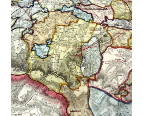 [MAPS]. SOMERSET  An Ordnance Survey Tithe Survey map, one-inch-to-one-mile, linen-backed and hand-coloured, 100cm x 140cm.  