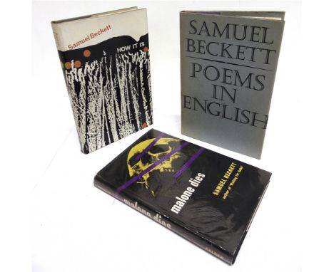 [MODERN FIRST EDITIONS]  Beckett, Samuel. Malone Dies, first British edition, Calder, London, 1958, black cloth, dustjacket, 