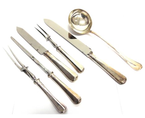 A SILVER 12 PLACE SETTING TABLE SERVICE by Barber Brothers &amp; Sons Ltd, Sheffield and Birmingham 1935, Hanovarian pattern,