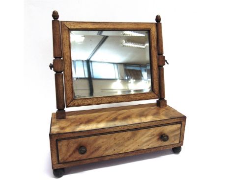 A SMALL 19TH CENTURY DRESSING TABLE MIRROR  with drawer to base, 41cm wide 15cm deep 46cm high