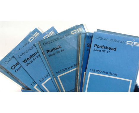 [MAPS]. ORDNANCE SURVEY  Eighty-seven Ordnance Survey 1:25,000 First Series folding maps.  