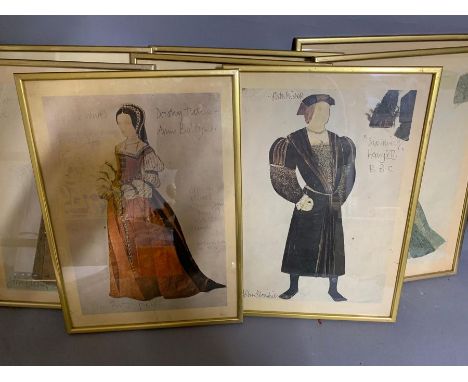 A group of eight coloured prints of "Six wives of Henry VIII" by John Bloomfield (1942), framed and glazed,