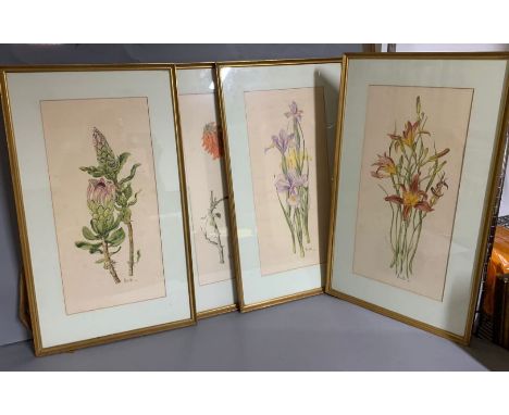 Four flower prints (55cm x 25cm)