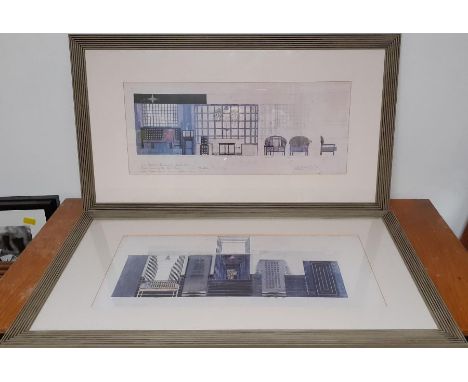 A pair of prints for a movie set after Peter Lamont, from the personal collection of the Oscar winning art director for TITAN