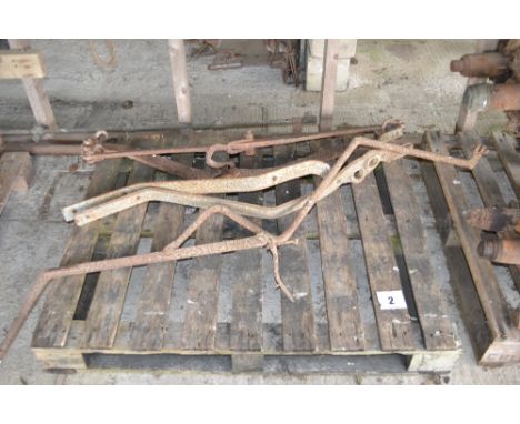 A quantity of vintage iron whipple trees etc.