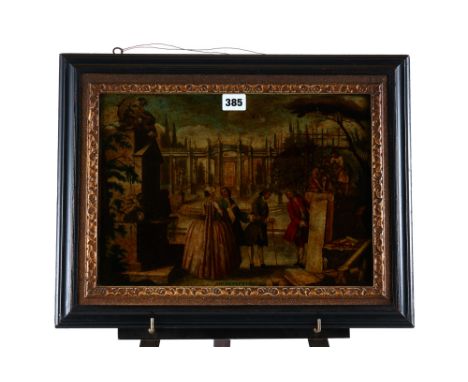 A 19TH CENTURY COLOURED TREACLE PRINT entitled "ARCHITECTURE", printed for John Bowles and Son, Cornhill, 10 ins x 14 ins wit