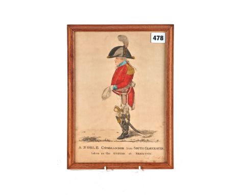 R. DIGHTON, EARLY 19TH CENTURY HAND COLOURED PRINT entitled "A NOBLE COMMANDER FROM SOUTH GLOUCESTER", published December 180