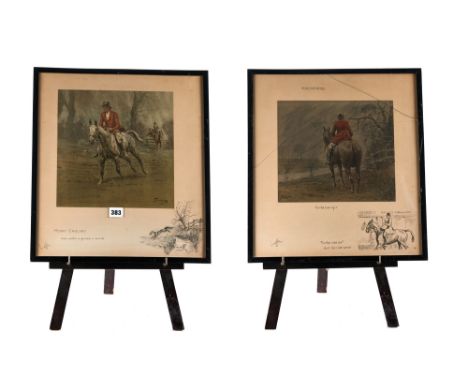 CHARLES JOHNSON PAYNE "SNAFFLES", 1884-1967, COLOURED PRINT, FOXCATCHERS AND MERRY ENGLAND, image size 9 ins x 10 1/2 ins and
