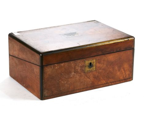 A VICTORIAN BRASS BOUND WALNUT WRITING BOX, a mahogany WORKBOX, a pine scrap-print decorated BOX, an oak BOX, a CRIBBAGE BOX 