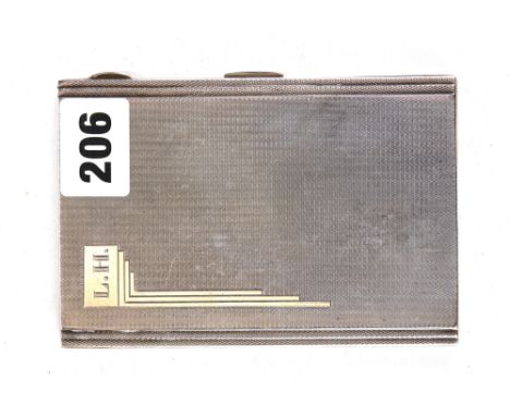 A GEORGE V RECTANGULAR SILVER ENGINE-TURNED CIGARETTE CASE, gilded interior, maker:- FF, Jubilee Hallmark for Birmingham 1935